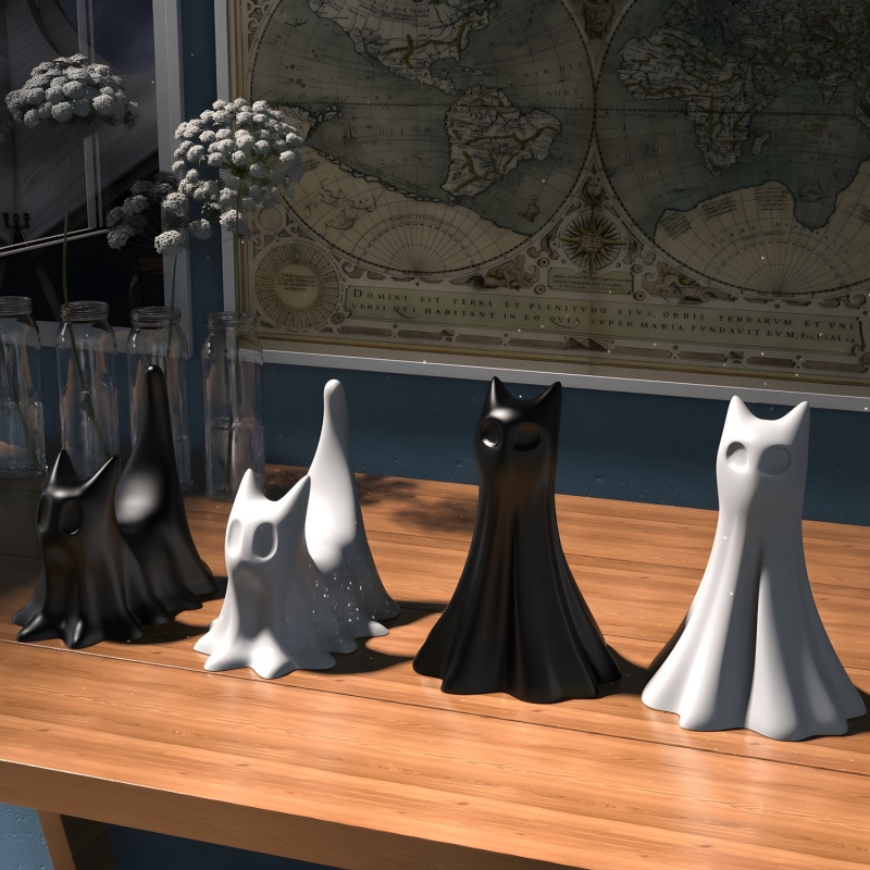 Ghost Cat Halloween Desktop Or - Candle Making Factory 评论和价格