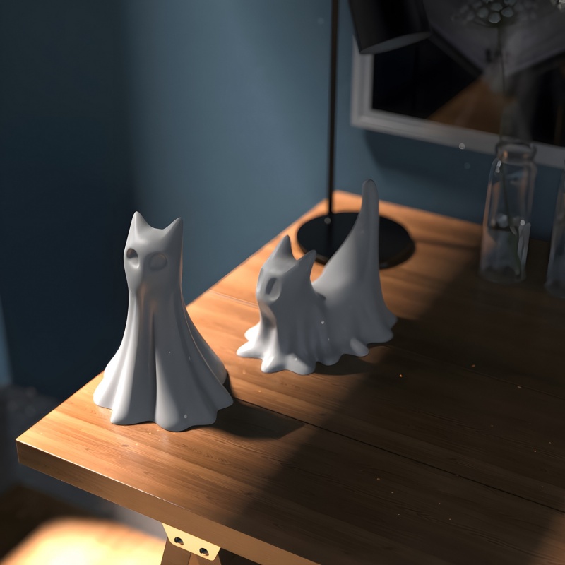Ghost Cat Halloween Desktop Or - Candle Making Factory 评论和价格
