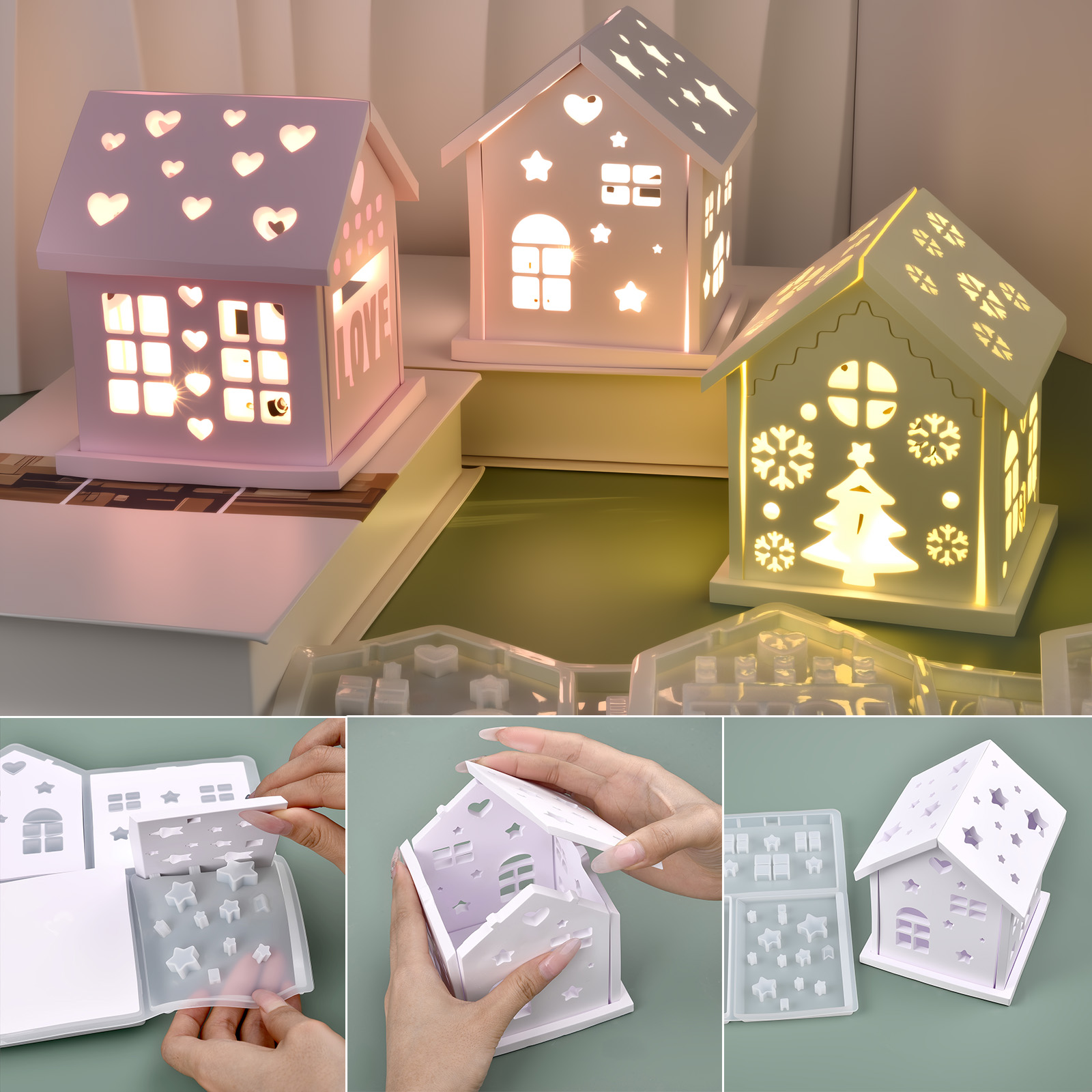 3D House Silicone Mold DIY Chr - Candle Making Factory 评论和价格