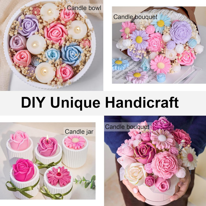 5Flower Candle Mold Set，3D Flo - Candle Making Kits 评论和价格