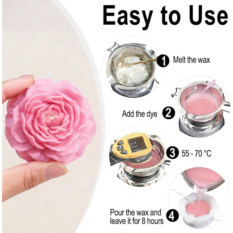 5Flower Candle Mold Set，3D Flo - Candle Making Kits 评论和价格